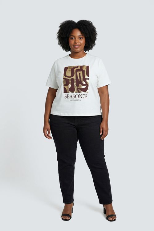 Blusa Feminina Off White Estampa Foil Dourada 'Season 72'