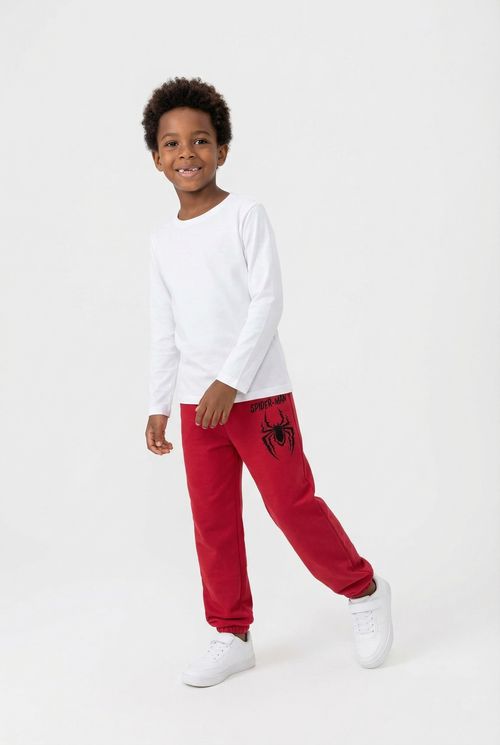 Calça Moletom Infantil Menino Vermelha Spider-Man