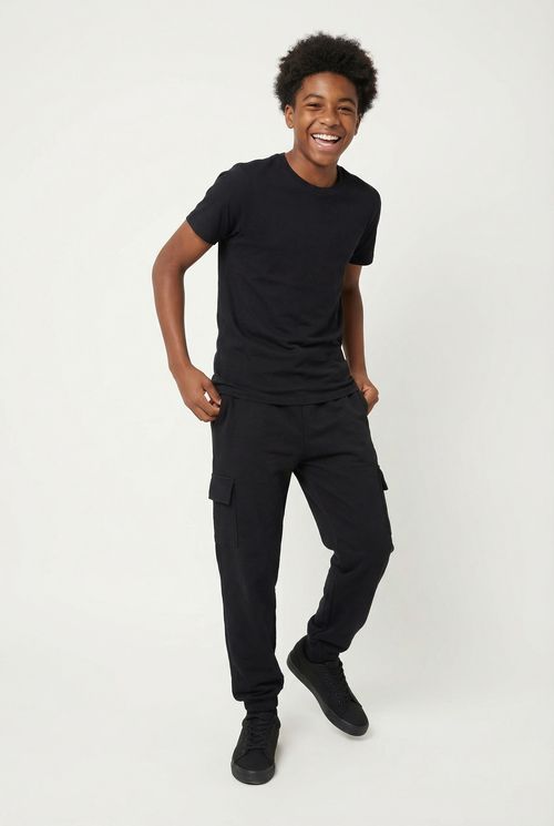Calça Jogger Cargo Infantil Menino Preta Juvenil