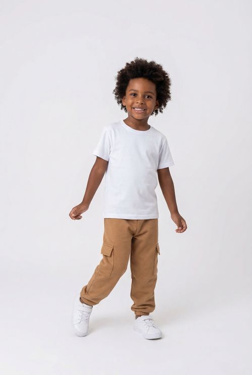 Calça mol inf 4/8 nos liso cargo bege ca bege caqui