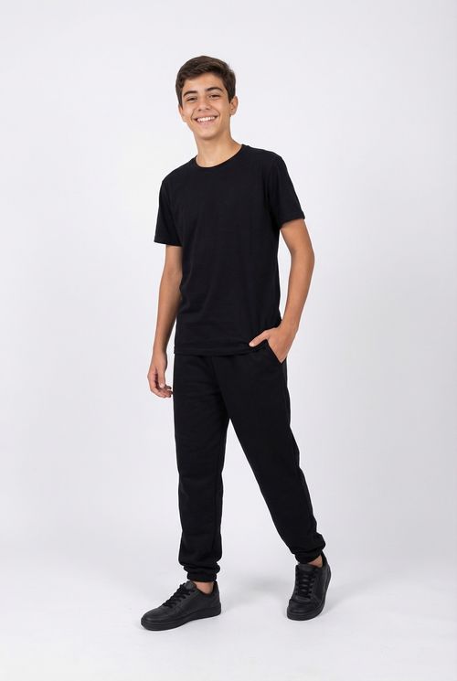 Calça Jogger Infantil Menino Preta Juvenil