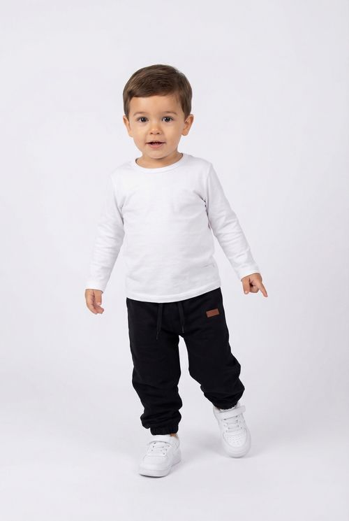 Calça Jogger Infantil Preta com Aplique