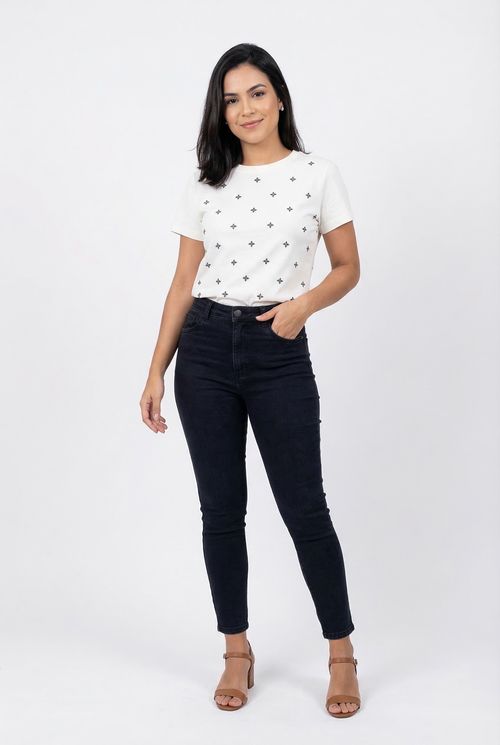 Blusa Feminina Off White Mini Cruzes