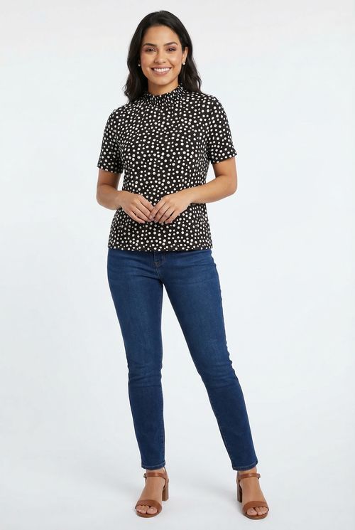 Blusa fem city m/c gola alta liganet est estampado