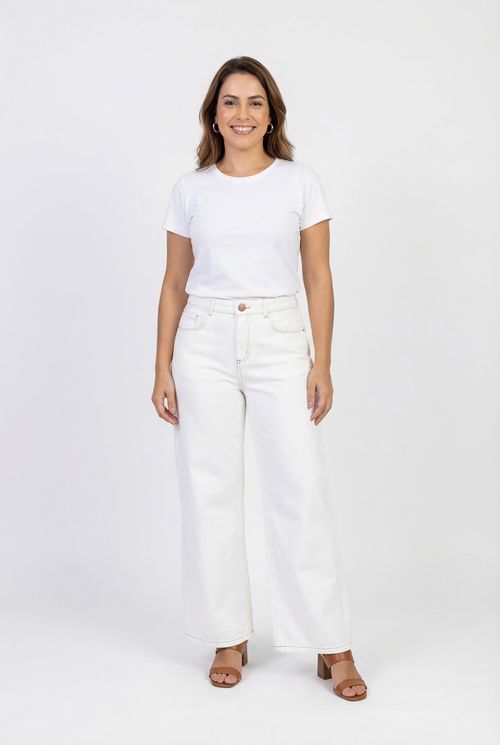 Calça Wide Leg Feminina Off White