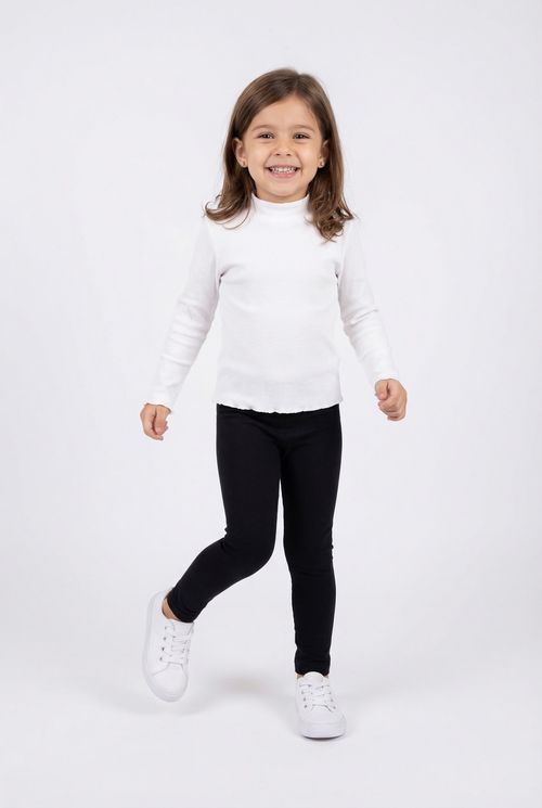 Blusa Infantil Menina Off White Gola Alta Canelada