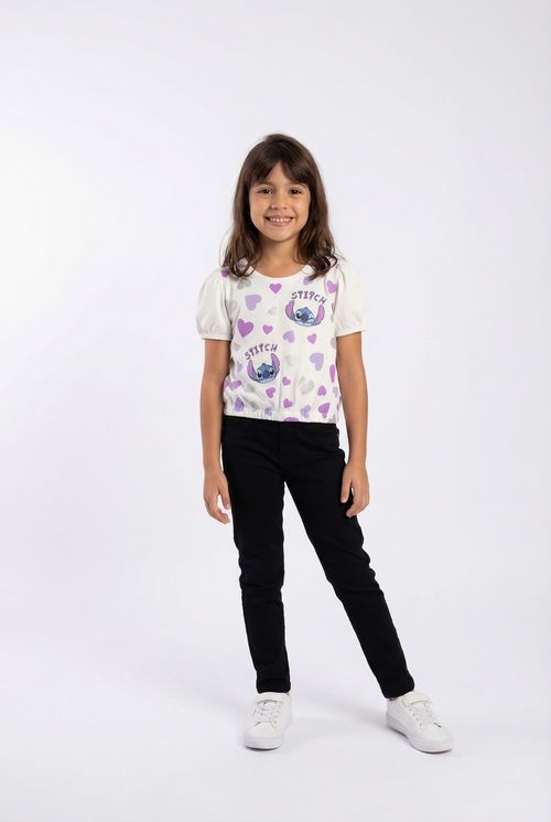 Blusa Infantil Menina Off White Stitch Corações Paetê