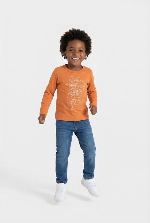 Camiseta m/l 4/8 nos silk game laranja laranja