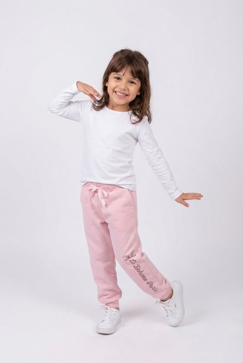 Calça Jogger Infantil Menina Rosa Le Bohème Paris