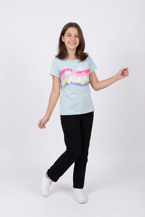 Blusa Infantil Menina Azul Claro All Kinds of Magic Colorida
