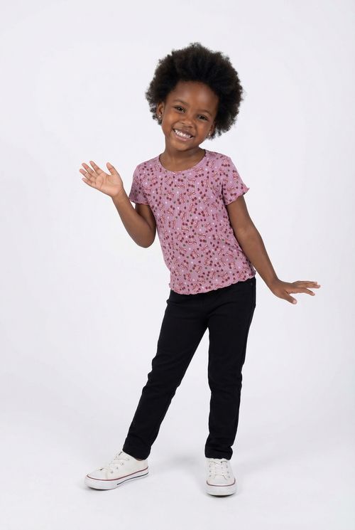 Blusa Infantil Menina Rosa Laços e Cerejas