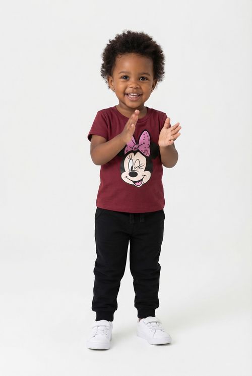 Blusa Infantil Menina Bordô Minnie Mouse