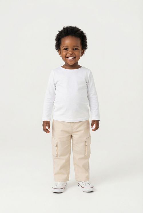 Calca inf1/3nas sarja cargo caquiiba220a bege caqui