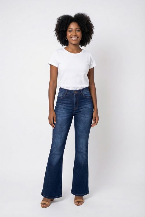 Calça Jeans Flare Feminina Azul Médio