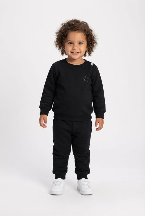 Moletom Infantil Menina Preto Estrela
