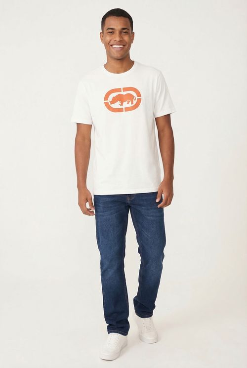 Camiseta Masculina Off White Logo Rhino Laranja