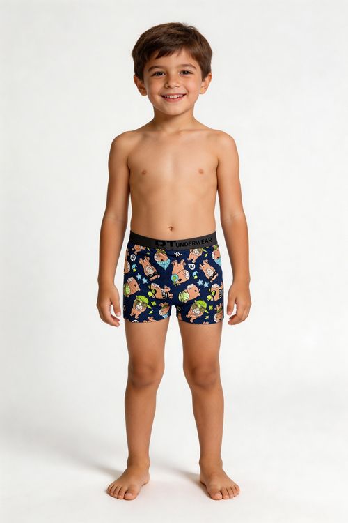 Cueca Boxer Infantil Menino Azul-marinho Cachorrinhos