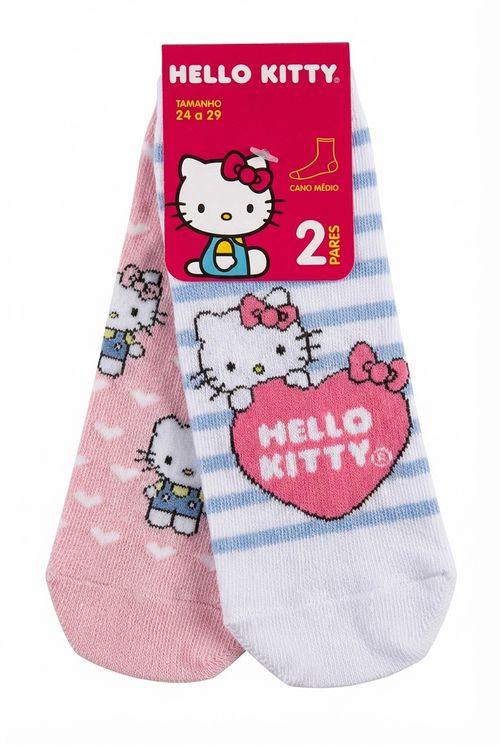 Kit 2 Pares Meias Infantil Menina Sortidas 24-29 Hello Kitty