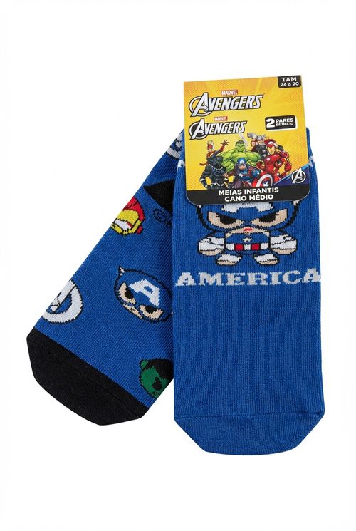 Meias Infantil Menino Azul Marvel Avengers Capitão América