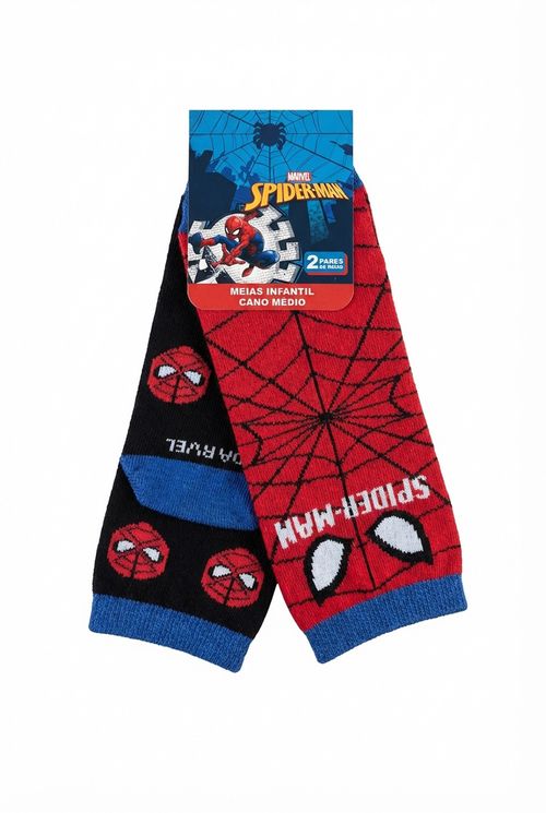 Meias Infantil Menino Vermelho e Preto Homem-Aranha Marvel