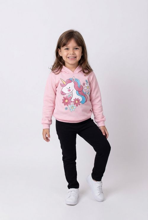 Moletom Infantil Menina Rosa Unicórnio Floral
