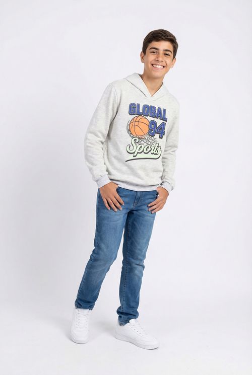 Blusão de Moletom Infantil Mescla Juvenil Estampa Global 94 Sports