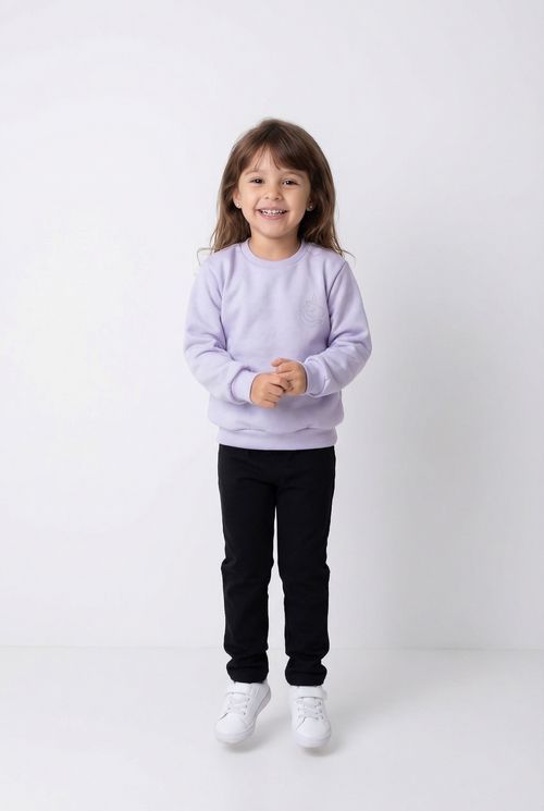 Blusão Infantil Menina Lilás Bordado Delicado