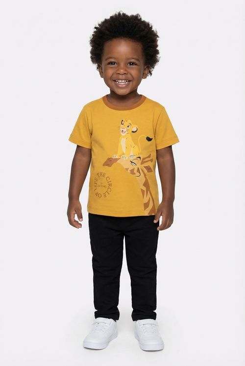 Camiseta Infantil Menino Amarela O Rei Leão Simba