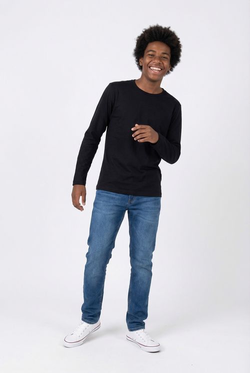 Camiseta Masculina Manga Longa Preta Lisa