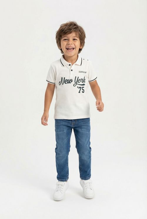Camiseta Polo Infantil Off White 'New York '75'