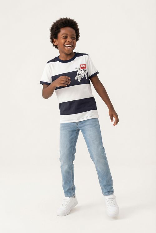 Camiseta m/c 4/8 nos avengers listrado list.marinho/off