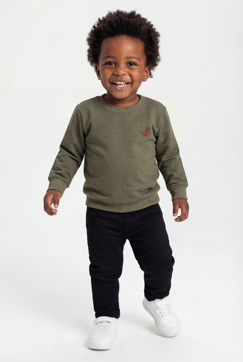 Moletom Infantil Menino Verde Militar Dinossauro