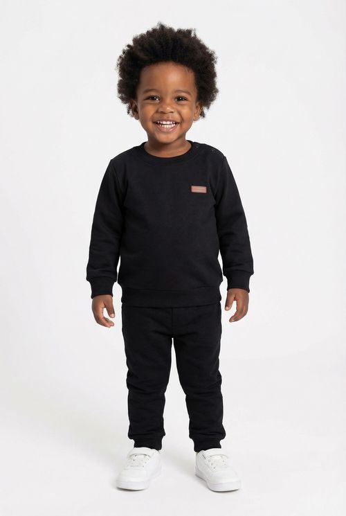 Moletom Infantil Preto com Aplique Minimalista