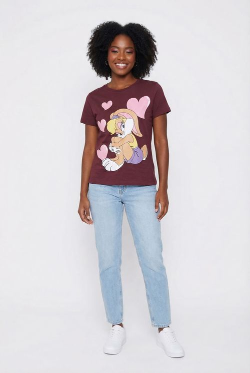Blusa Feminina Vinho Lola Bunny Corações Apaixonados