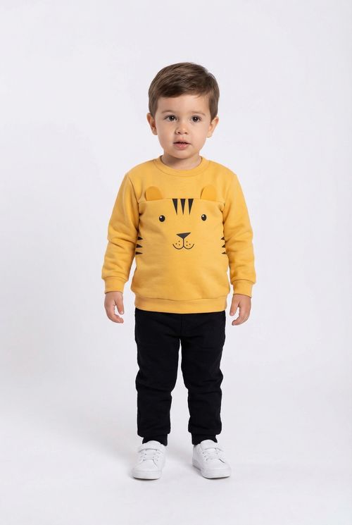 Moletom inf 1/3 nos tigre amarelo itm222 amarelo