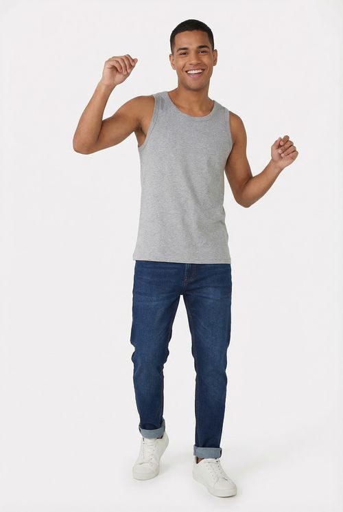 Regata Masculina Cinza Mescla Lisa