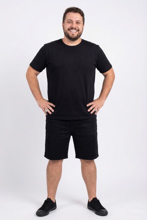 Bermuda Jeans Masculina Preta