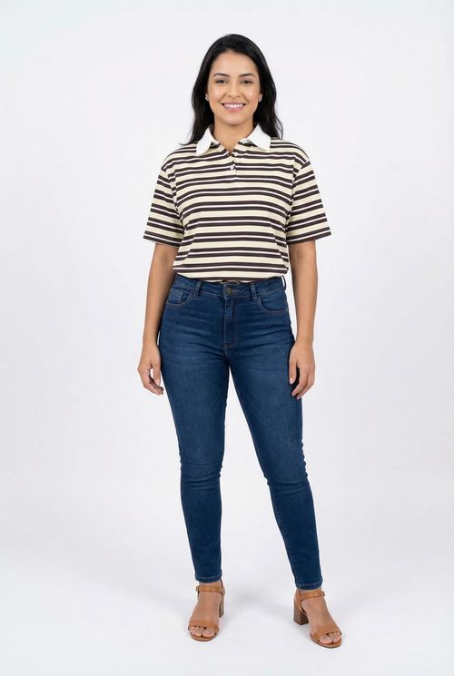Blusa Polo Feminina Listrada