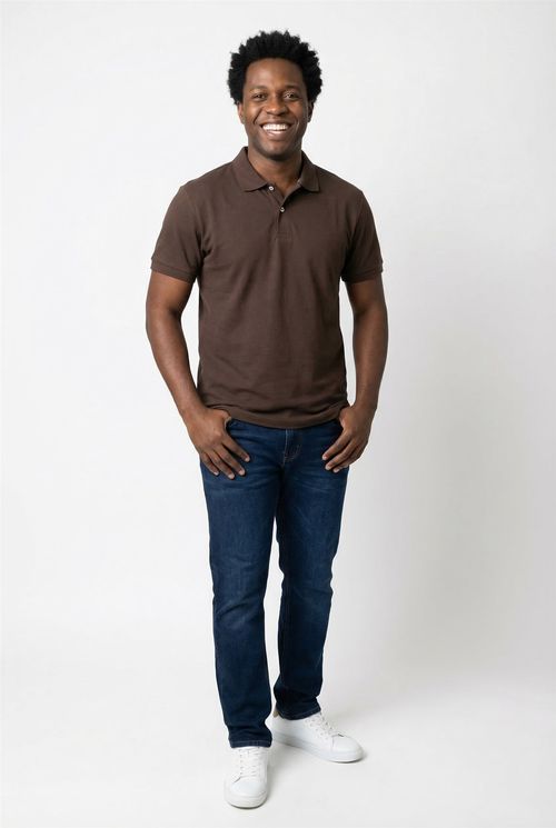 Polo Masculina Marrom Escuro