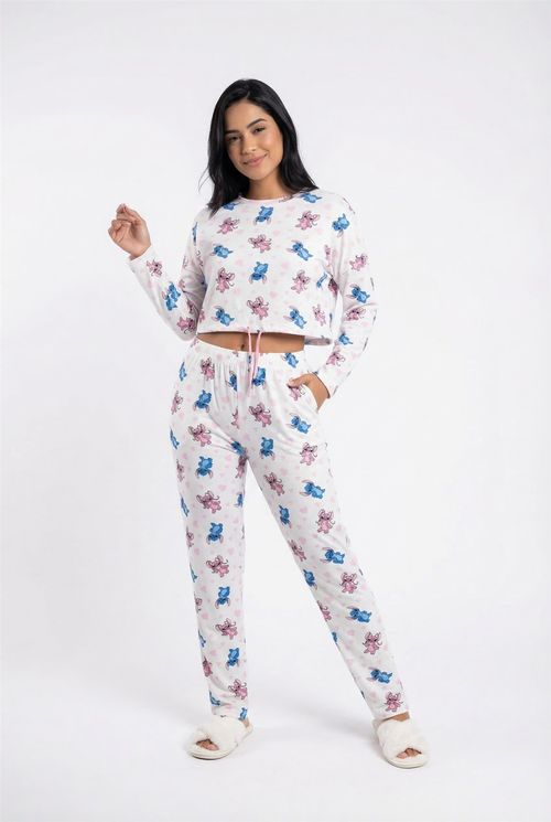 Pijama Conjunto Feminino Estampa Stitch & Angel