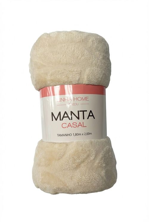 Manta Casal Jacquard Bege Claro Aveludada