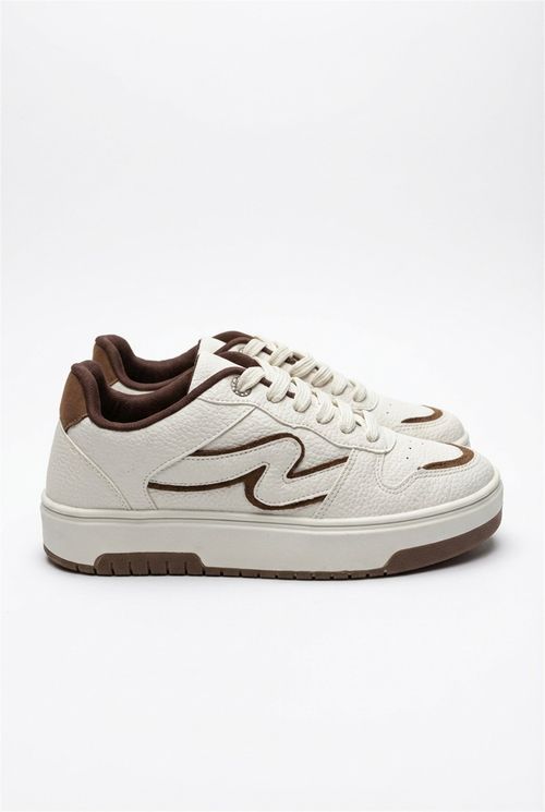 Tênis Casual Adulto Creme com Café