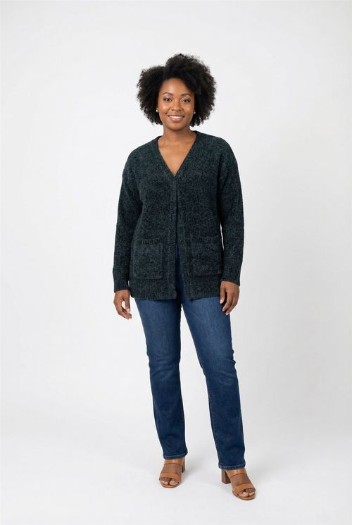 Cardigan fem casual fcag009a chenille preto