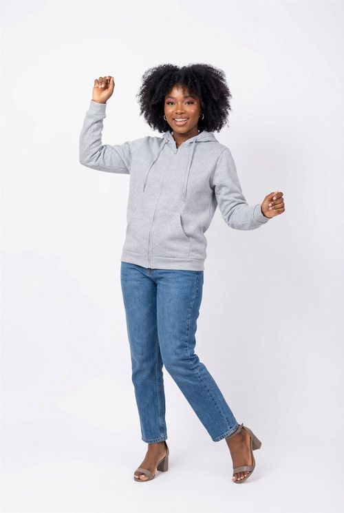 Fem esp fem004d top mol zip capuz mescla cinza claro mescla