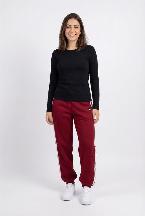 Calca fem fsh ffa063 jogger vinho vermelho escuro
