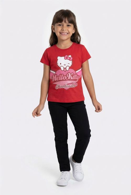 Blusa Infantil Menina Vermelha Hello Kitty Cheerleader