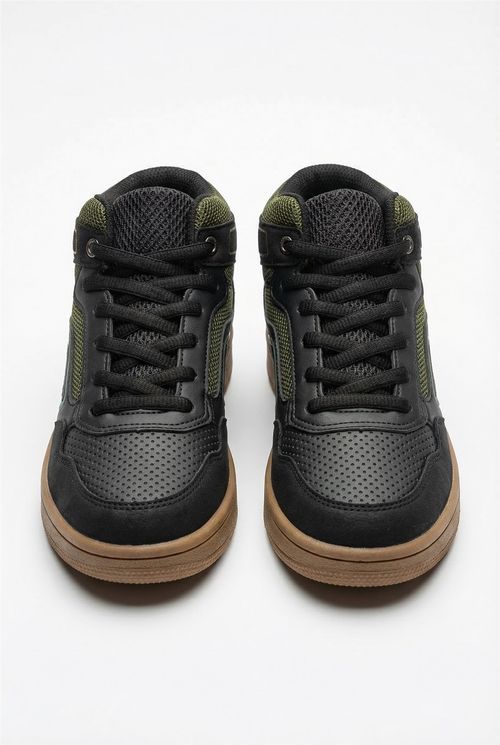 Tênis Cano Alto Infantil Menino Preto/Verde Militar