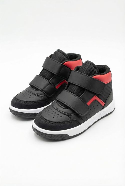 Botinha Street Cano Alto Infantil Menino Preto e Vermelho