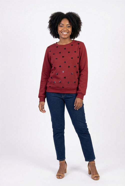 Top moletom fem fsh ffm074 coracoes foil estampado