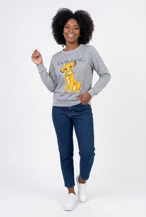 Fem fsh ffm066 top mol lion king simba cinza claro mescla